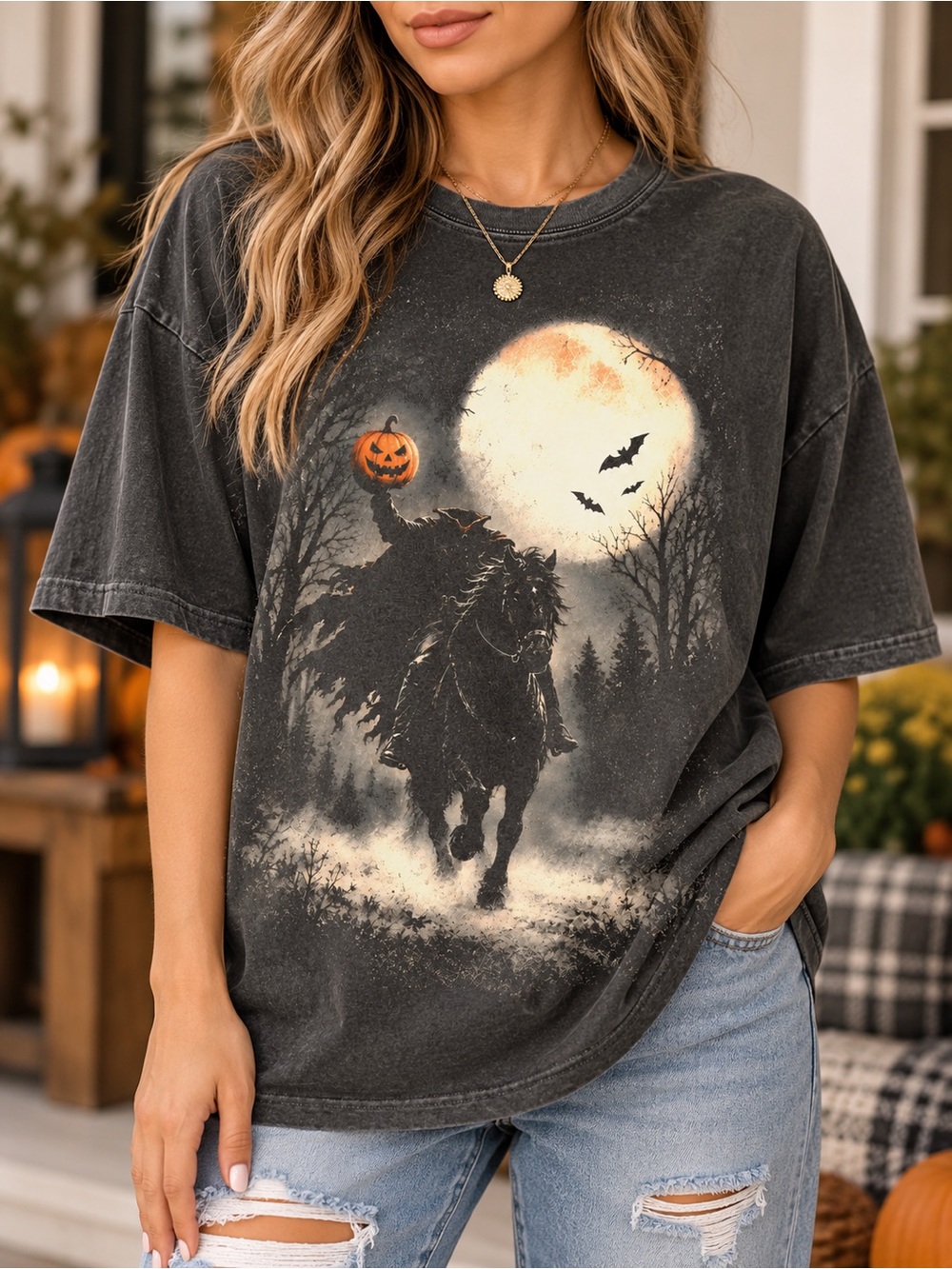 Halloween Headless Horseman Comfort Colors Pepper Graphic Tee